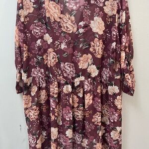 Torrid Floral Burgundy High Low Sheet Top